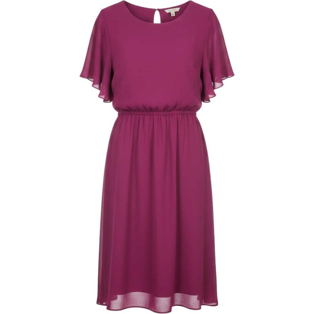 Torrid Women Plus Size 5 Magenta Chiffon Flutter‎ Sleeve Midi Dress 11205818